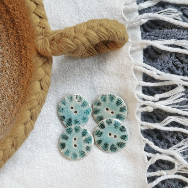 BOTTONI IN CERAMICA - Medusa turchese, confezione da 6