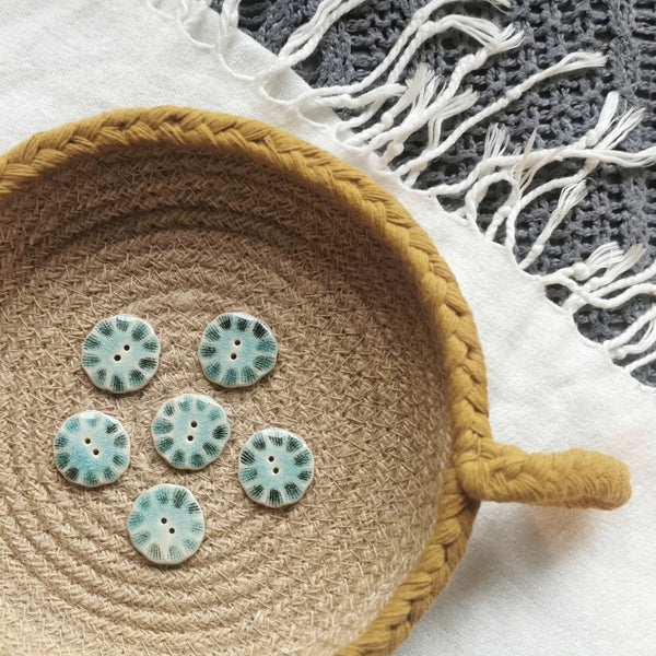 BOTTONI IN CERAMICA - Medusa turchese, confezione da 6