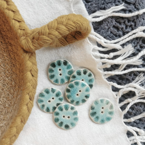 BOTTONI IN CERAMICA - Medusa turchese, confezione da 6