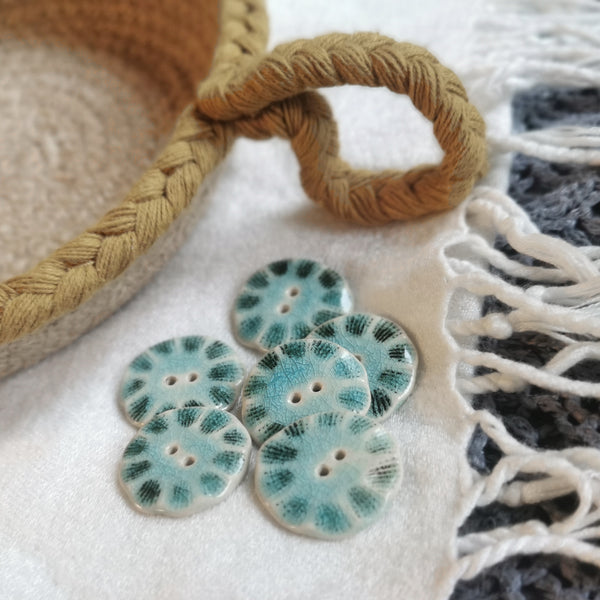 BOTTONI IN CERAMICA - Medusa turchese, confezione da 6