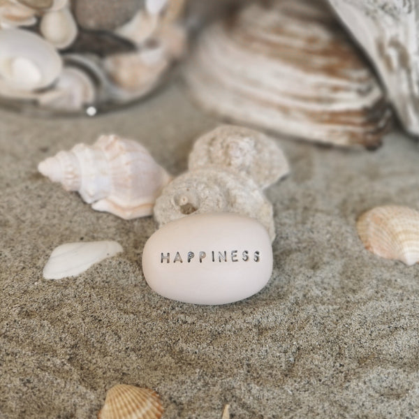 HAPPINESS - Ceramic message caption stone