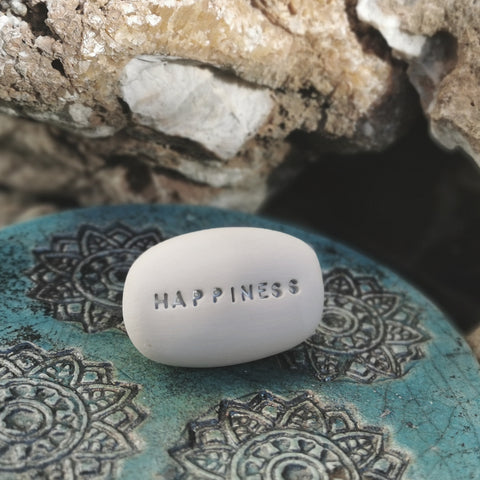 HAPPINESS - Ceramic message caption stone