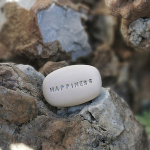 HAPPINESS - Ceramic message caption stone
