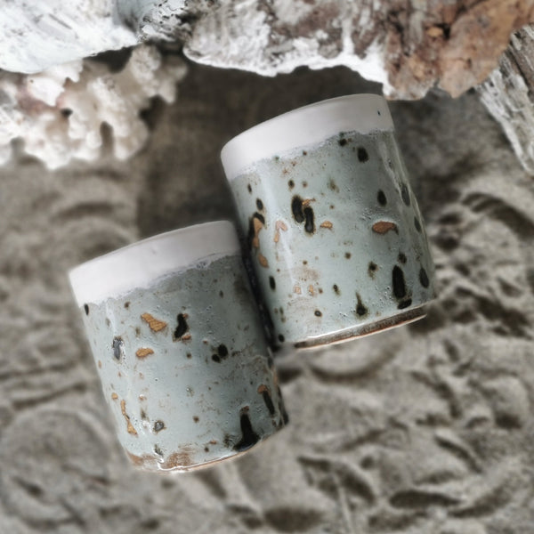 Stone-effect rustic ceramic coffee cup, 100 ml