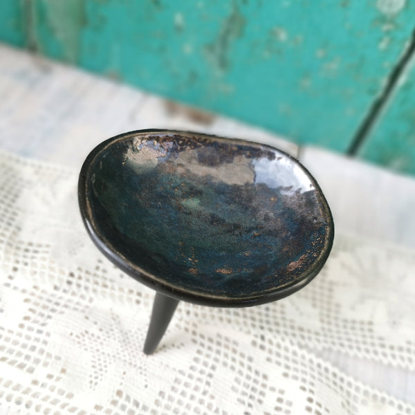 Modern mini bowl, jewelry holder, decorative black ceramic
