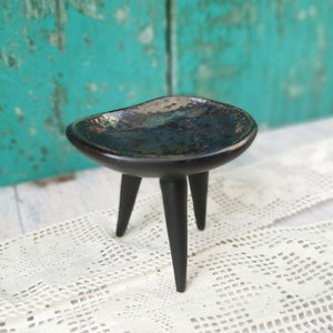 Modern mini bowl, jewelry holder, decorative black ceramic