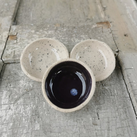 Rustic mini ceramic bowl set, different colours