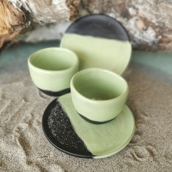 Set di tazze da caffè al pistacchio - REGALO CON PIATTO PICCOLO 