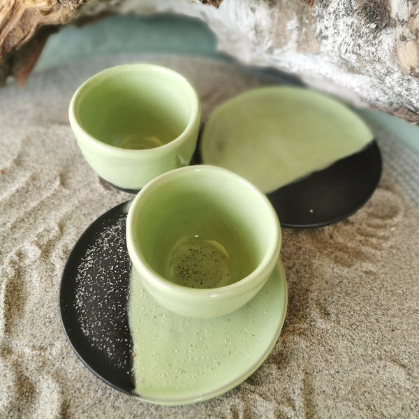 Set di tazze da caffè al pistacchio - REGALO CON PIATTO PICCOLO 