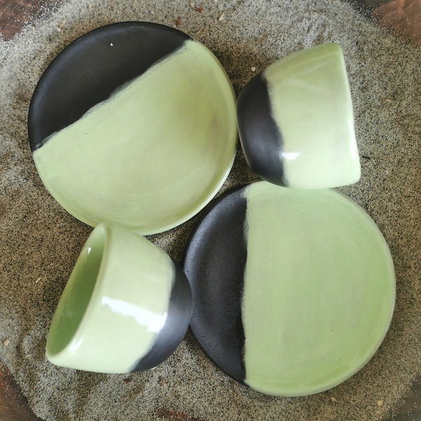 Set di tazze da caffè al pistacchio - REGALO CON PIATTO PICCOLO 