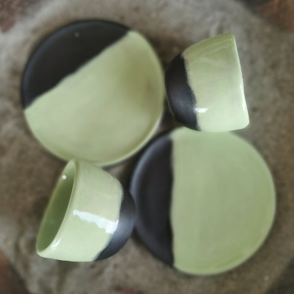 Set di tazze da caffè al pistacchio - REGALO CON PIATTO PICCOLO 
