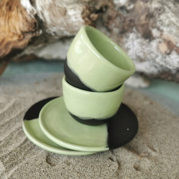 Set di tazze da caffè al pistacchio - REGALO CON PIATTO PICCOLO 