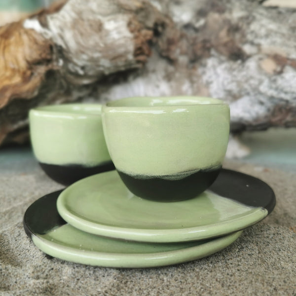 Set di tazze da caffè al pistacchio - REGALO CON PIATTO PICCOLO 
