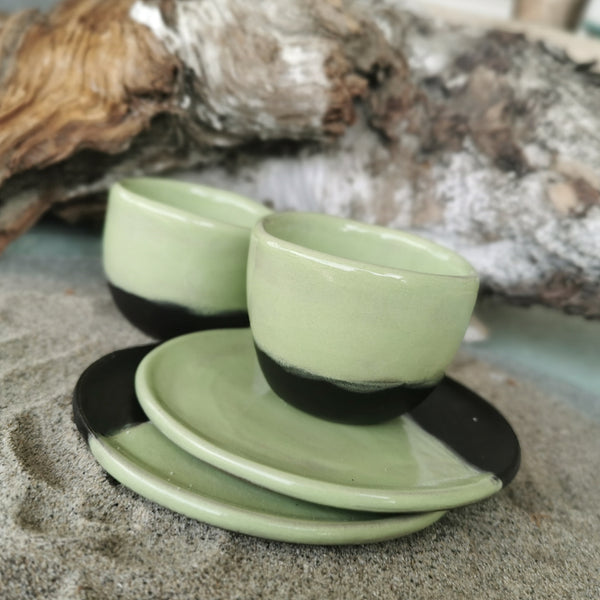 Set di tazze da caffè al pistacchio - REGALO CON PIATTO PICCOLO 