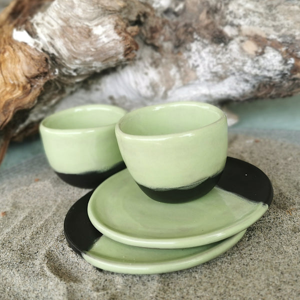 Set di tazze da caffè al pistacchio - REGALO CON PIATTO PICCOLO 