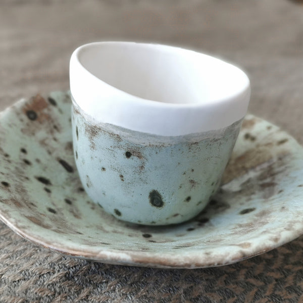 Stone-effect rustic ceramic coffee cup, 100 ml