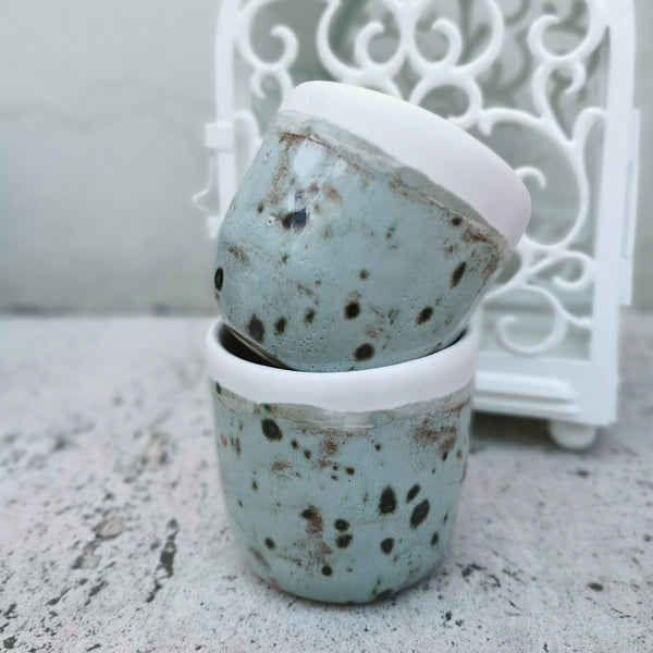 Stone-effect rustic ceramic coffee cup, 100 ml