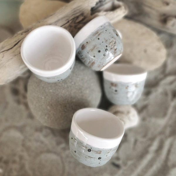 Stone-effect rustic ceramic coffee cup, 100 ml