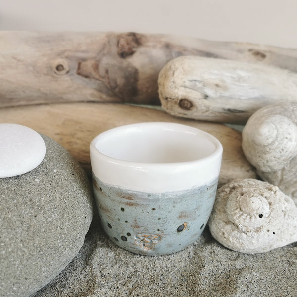 Stone-effect rustic ceramic coffee cup, 100 ml
