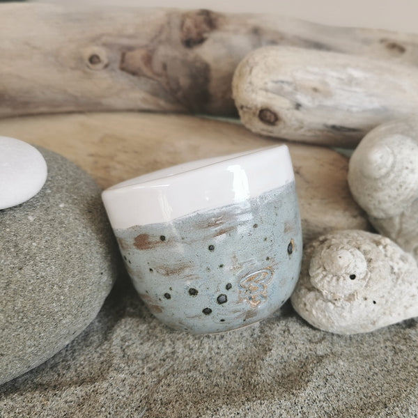 Stone-effect rustic ceramic coffee cup, 100 ml