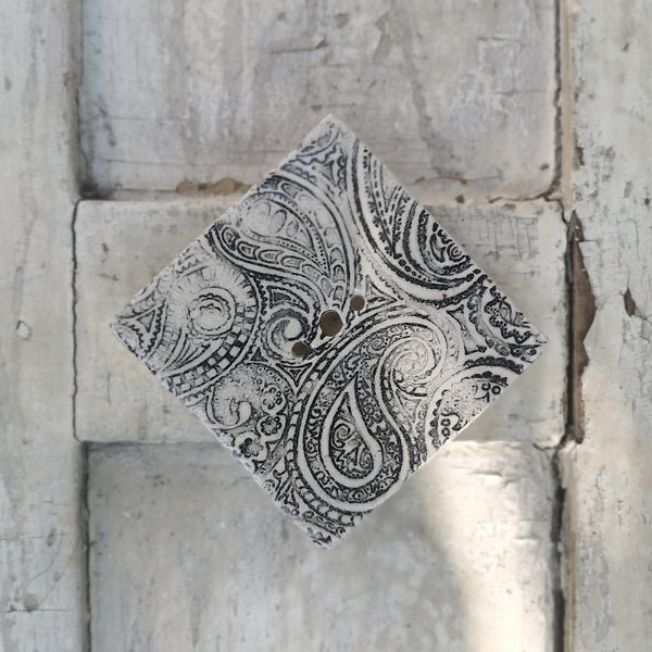 Handmade ceramic creamand black soapdish, rustic bathroom