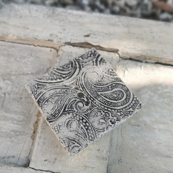 Handmade ceramic creamand black soapdish, rustic bathroom