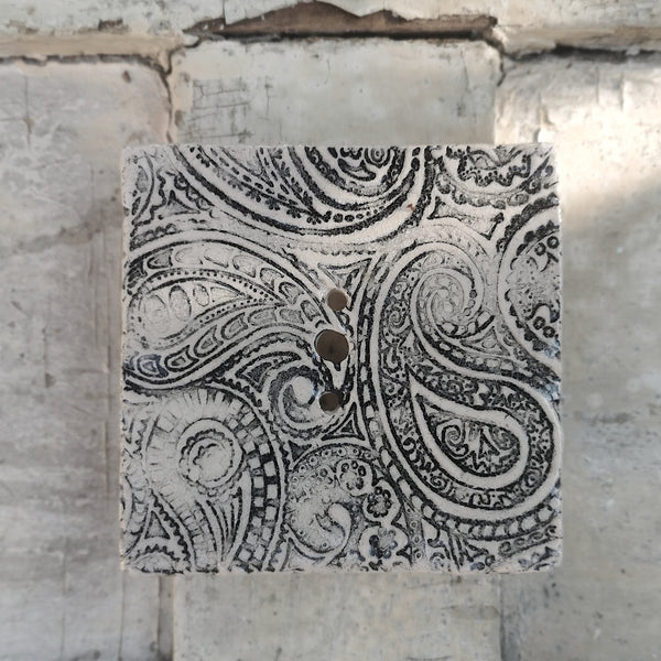 Handmade ceramic creamand black soapdish, rustic bathroom