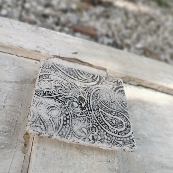 Handmade ceramic creamand black soapdish, rustic bathroom