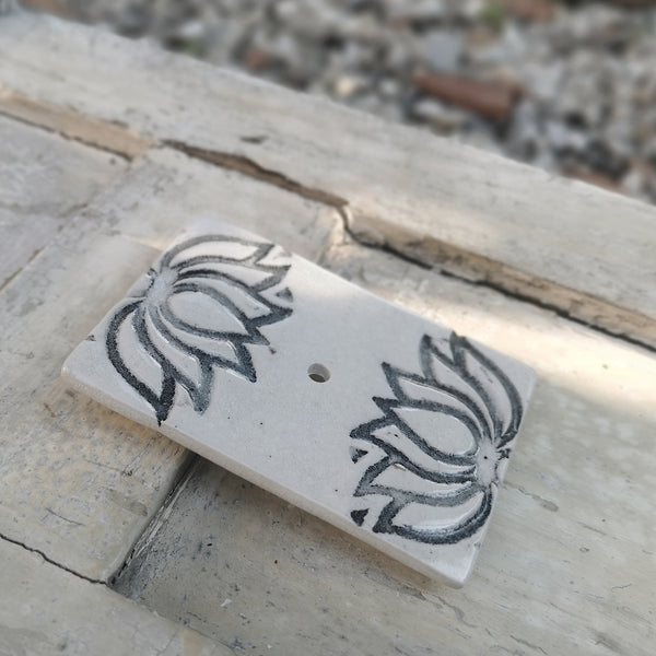 Lotus pattern ceramic soap dish, handmade accessorie