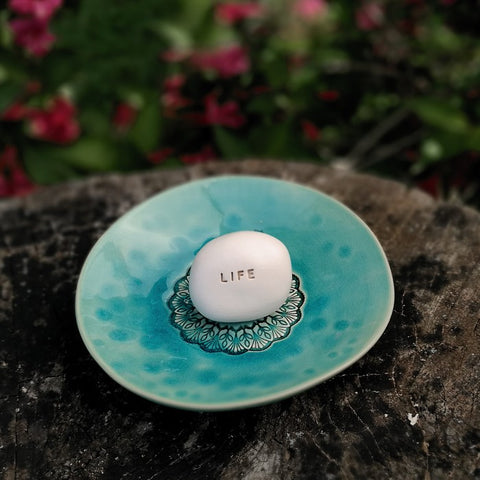 LIFE - Motivational ceramic inscribed pebble