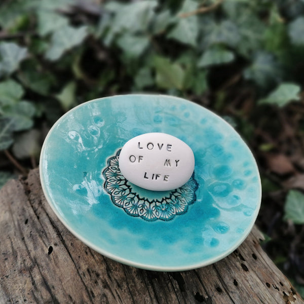 LOVE OF MY LIFE - Ceramic magic message stone